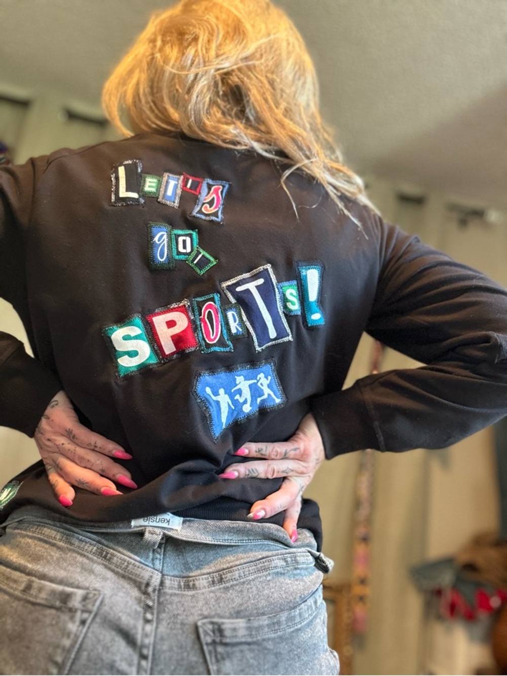 Champion Black Crewneck Sweatshirt with Logo Tag